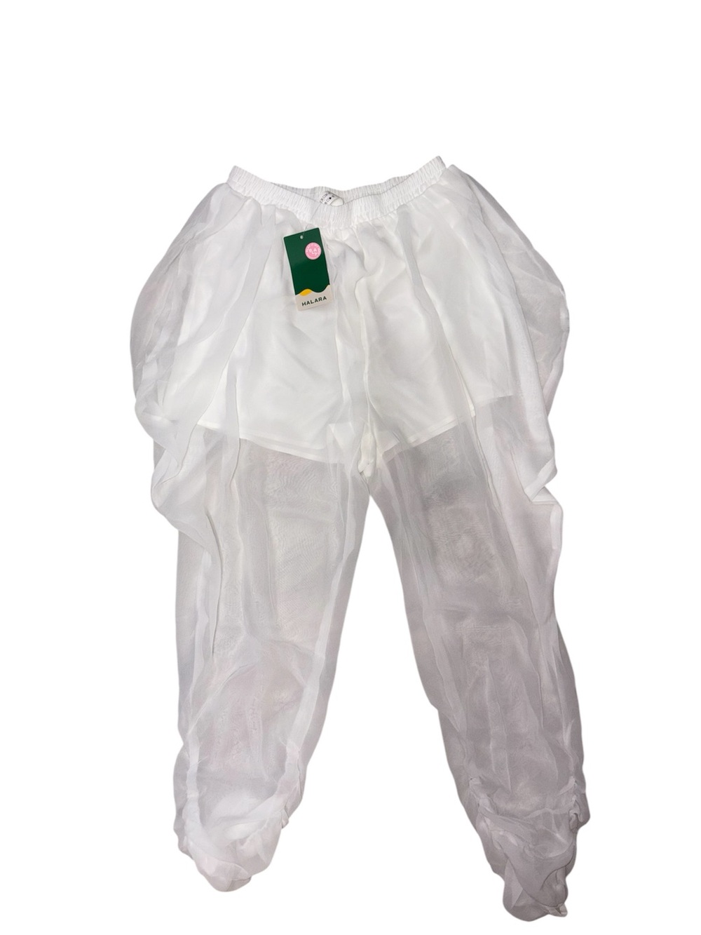 Halara White Harem Sheer Layered Tulle Bottoms